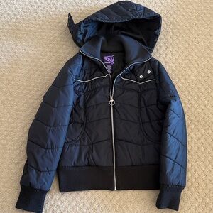 Roxy Black Quilted Puffer Jacket with Hood